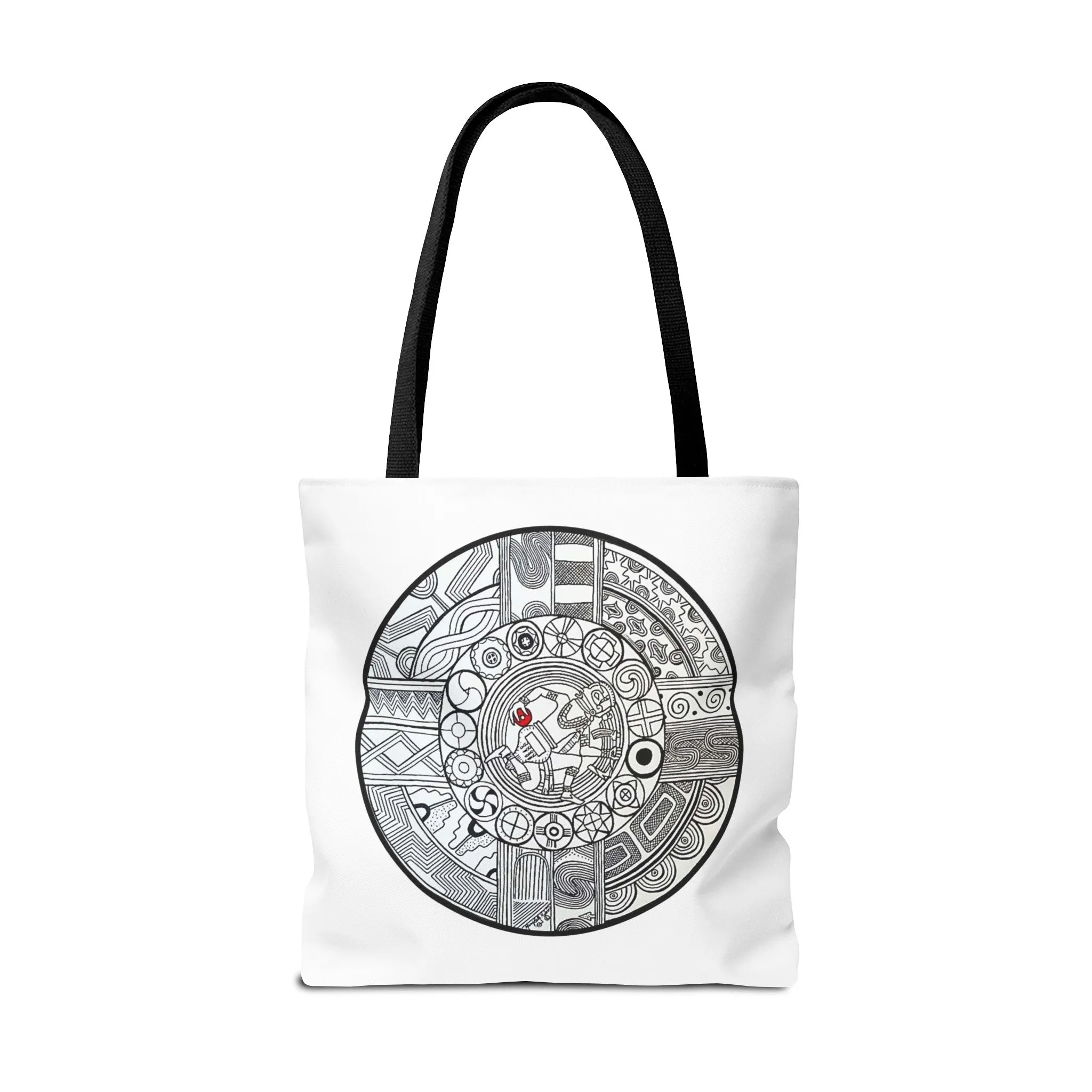 Native Tote Bag , SouthEastern Style, Ancient Tribal Mound Symbology, Chunkey player, Native American, Powwow Bag