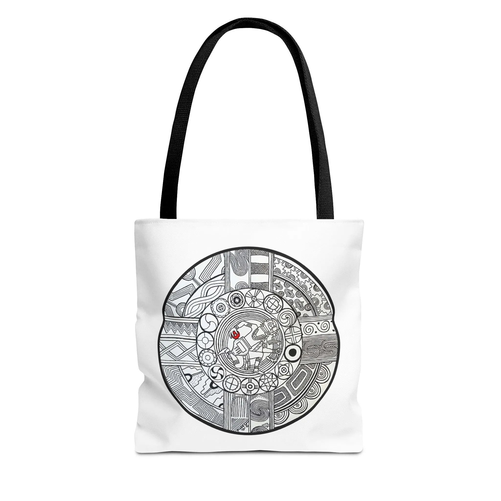 Native Tote Bag , SouthEastern Style, Ancient Tribal Mound Symbology, Chunkey player, Native American, Powwow Bag