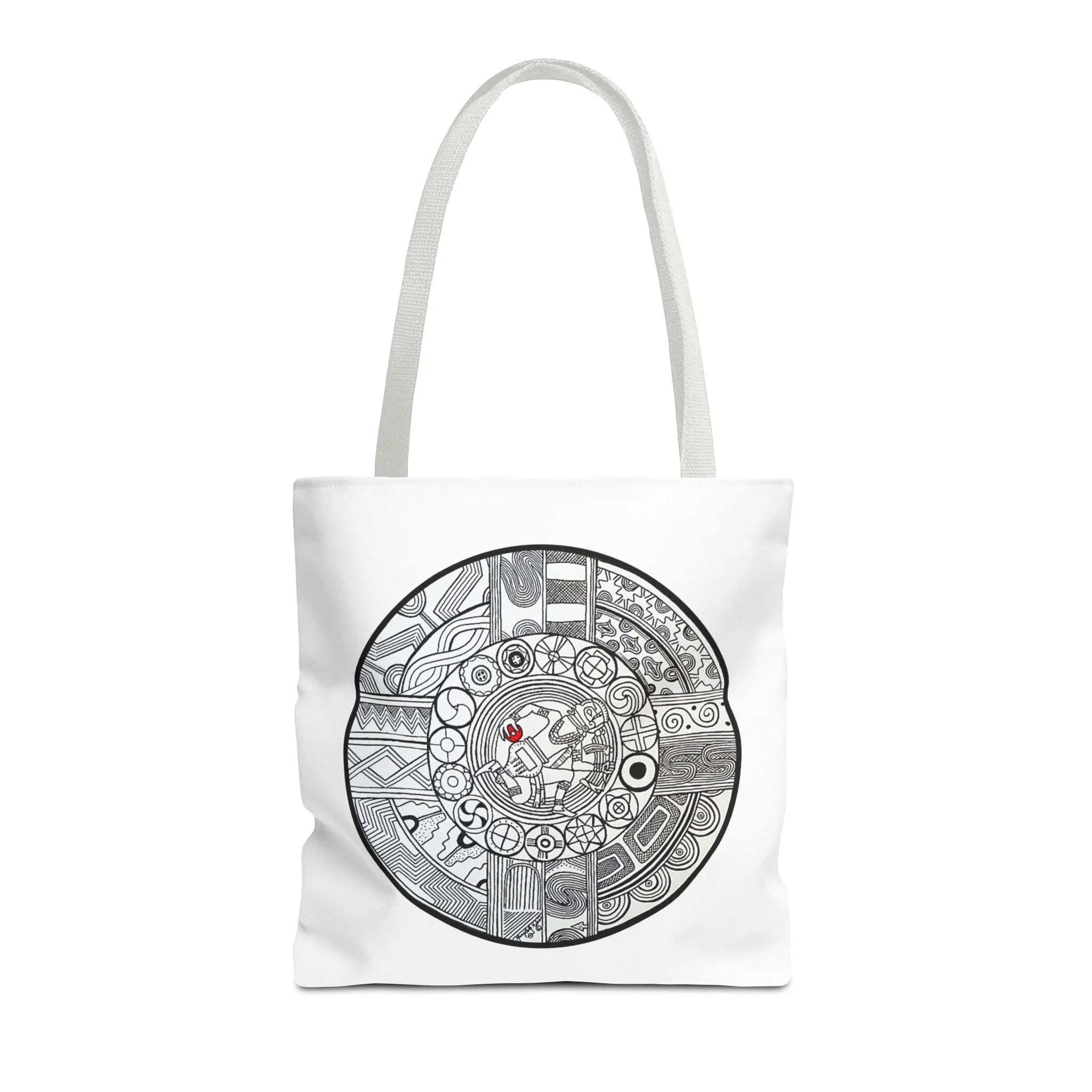 Native Tote Bag , SouthEastern Style, Ancient Tribal Mound Symbology, Chunkey player, Native American, Powwow Bag