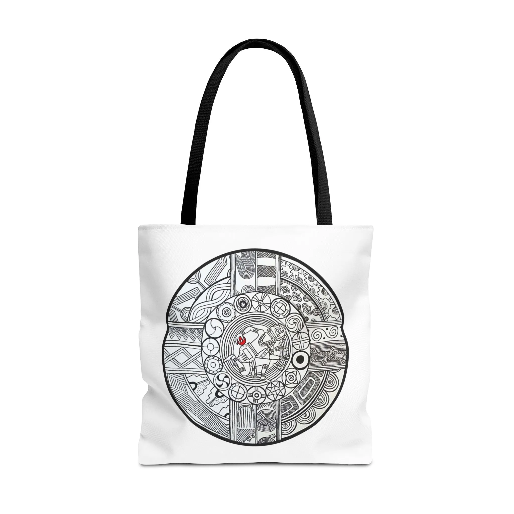 Native Tote Bag , SouthEastern Style, Ancient Tribal Mound Symbology, Chunkey player, Native American, Powwow Bag