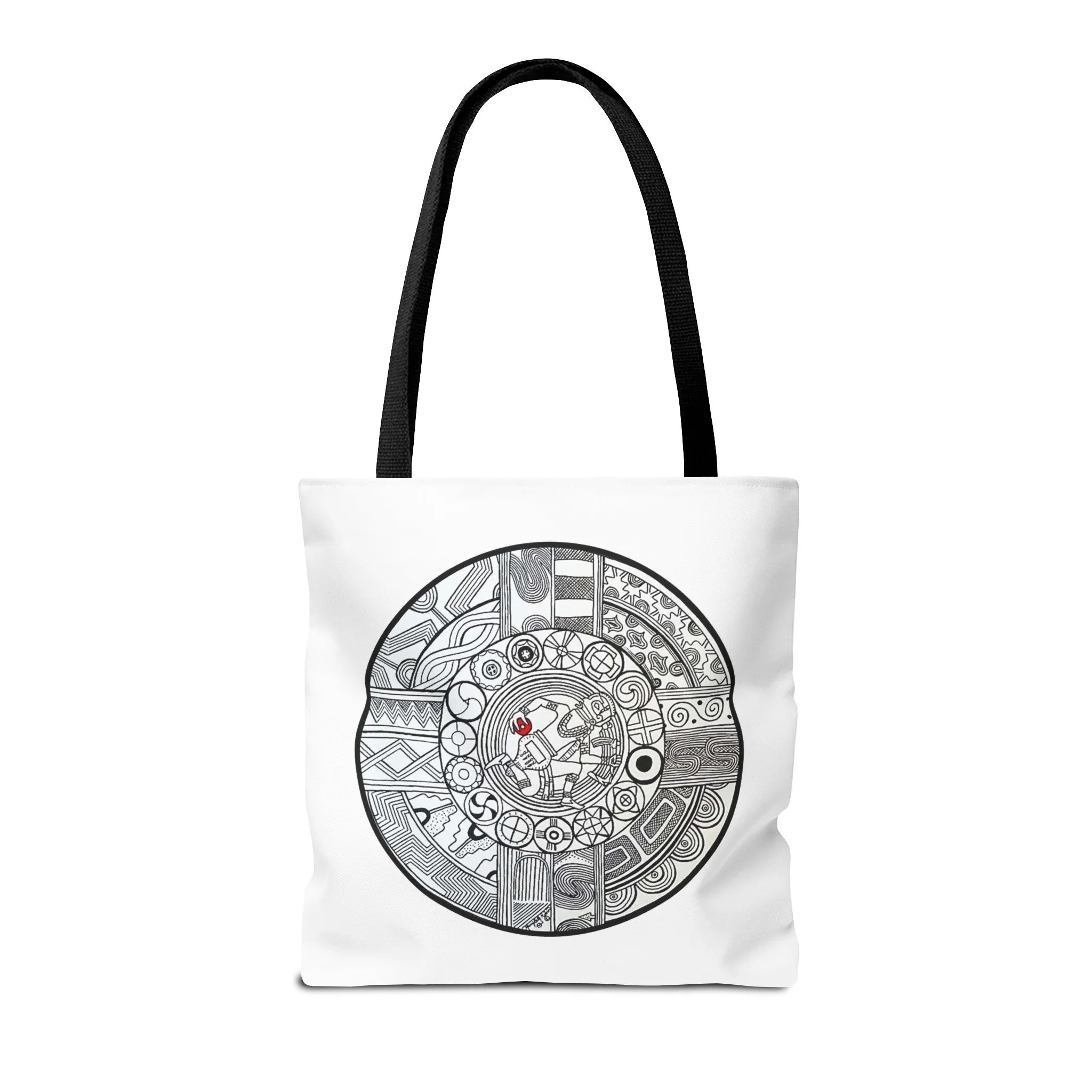 Native Tote Bag , SouthEastern Style, Ancient Tribal Mound Symbology, Chunkey player, Native American, Powwow Bag
