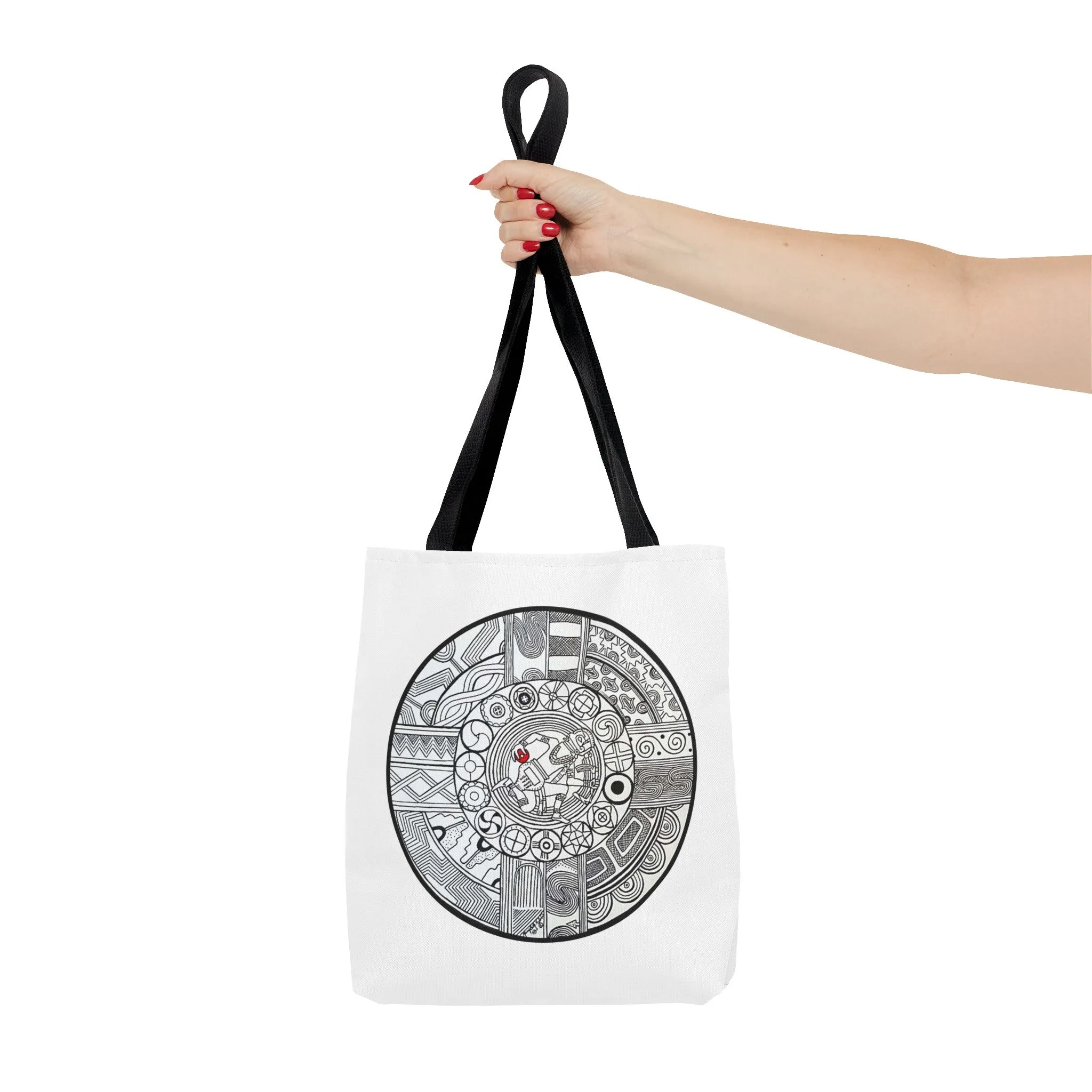 Native Tote Bag , SouthEastern Style, Ancient Tribal Mound Symbology, Chunkey player, Native American, Powwow Bag