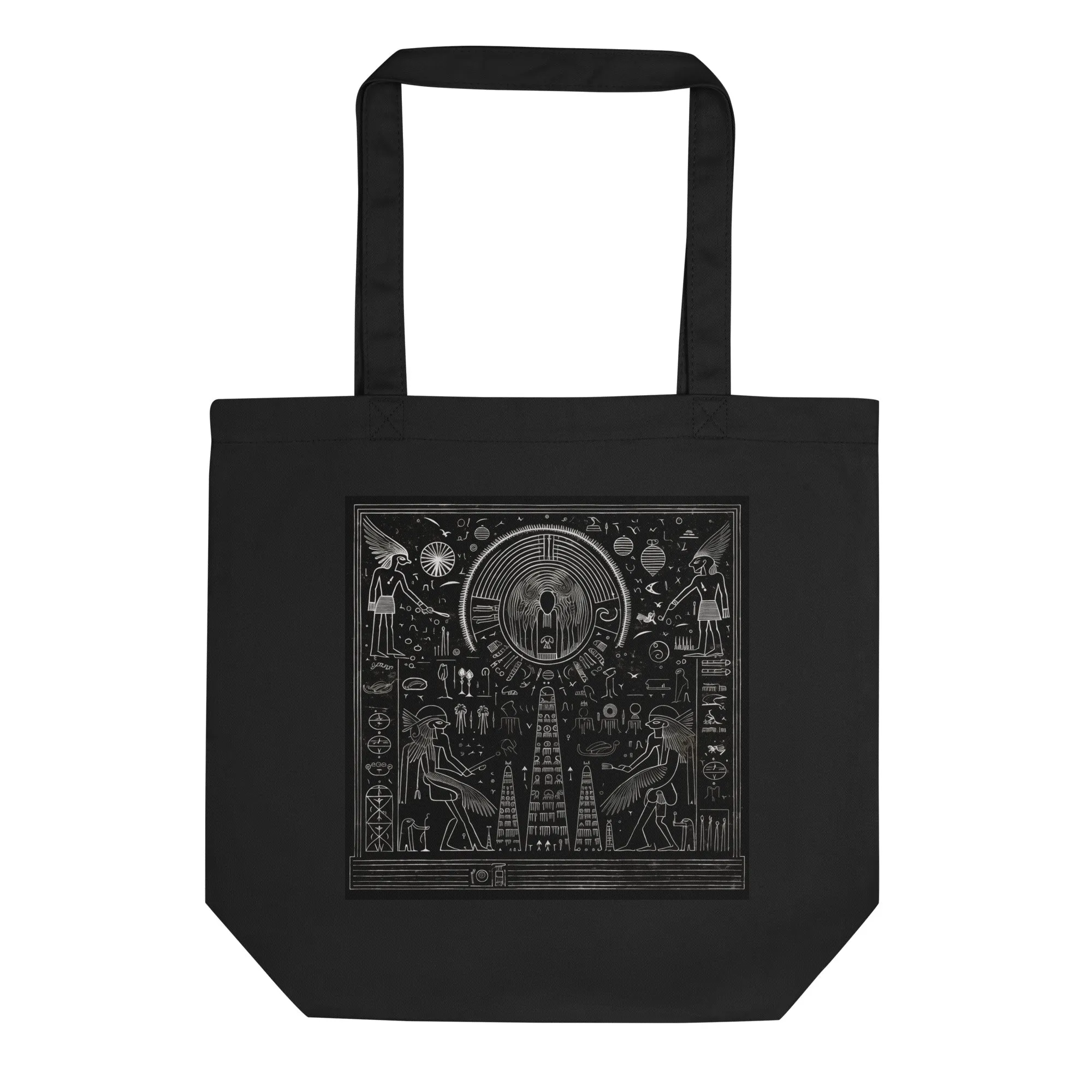 Natural Fiber Tote Bag Egyptian Hieroglyphics