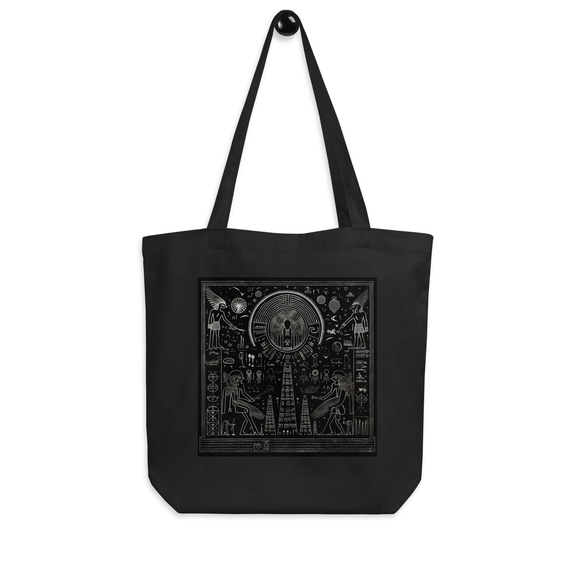 Natural Fiber Tote Bag Egyptian Hieroglyphics
