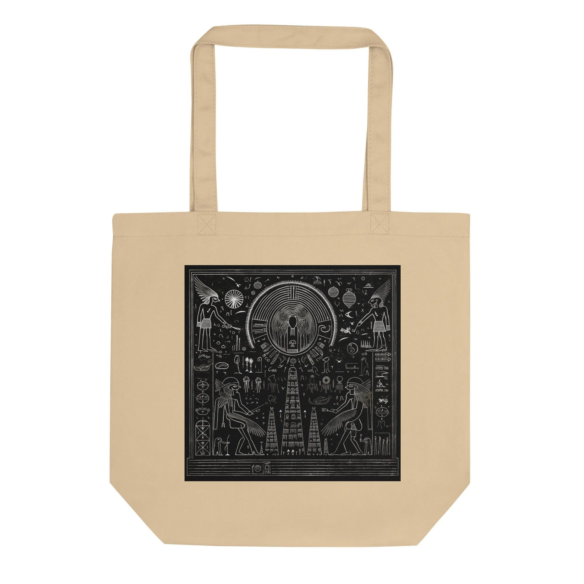 Natural Fiber Tote Bag Egyptian Hieroglyphics