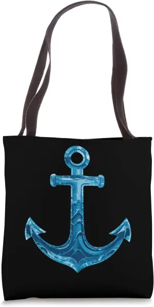 nautical navy blue sea anchor boating sailor ship sailing Tote Bag