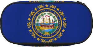 New Hampshire state flag print Big Capacity Pencil Pen Case Pouch Bag Home College Office Organizer for Adults Studen