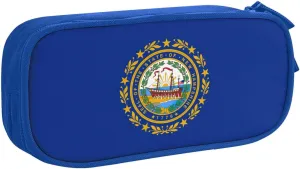 New Hampshire state flag print Double zip stationery bag for office.Pen Case,Travel bag makeup bag daily storage