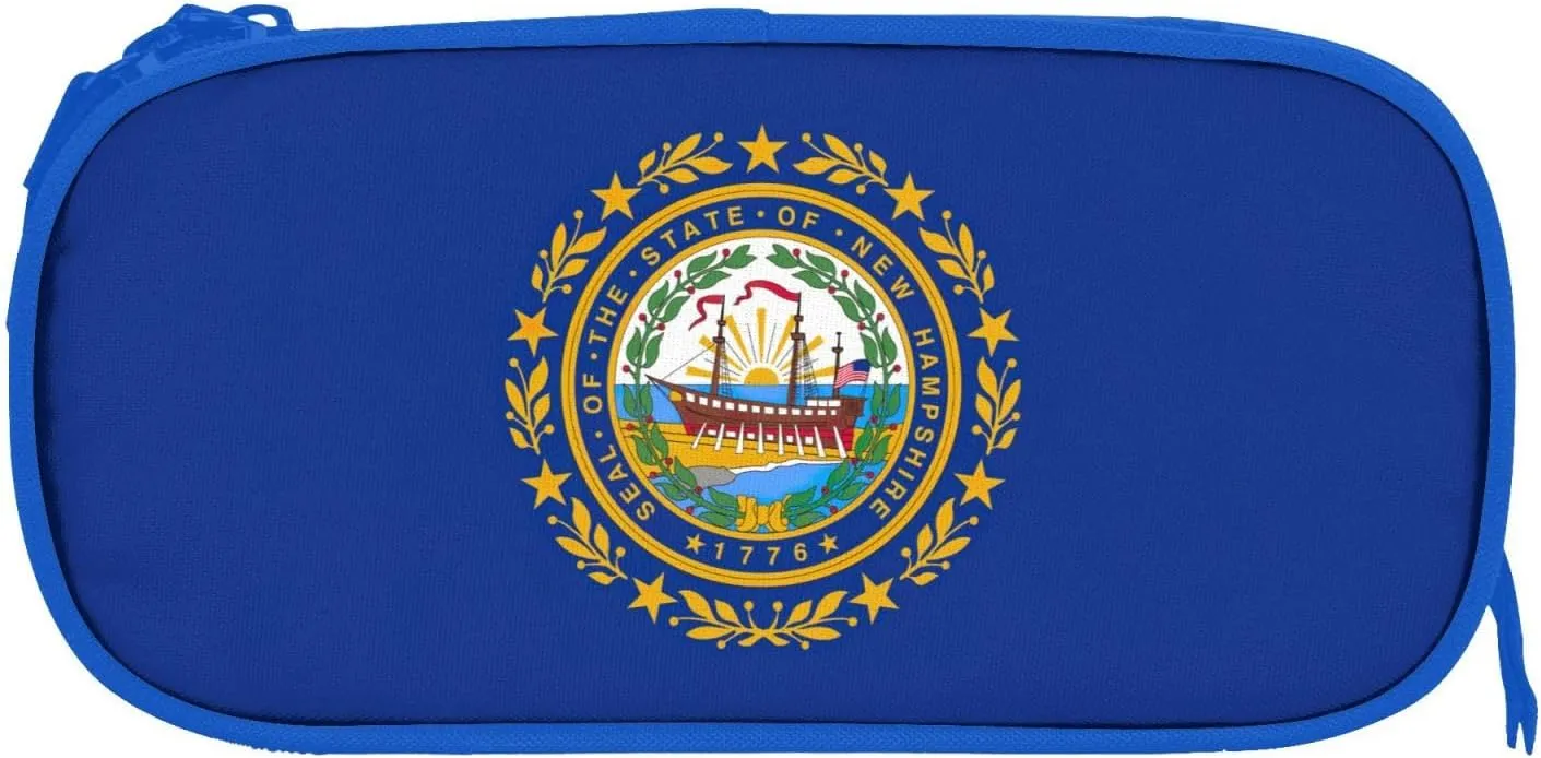 New Hampshire state flag print Double zip stationery bag for office.Pen Case,Travel bag makeup bag daily storage
