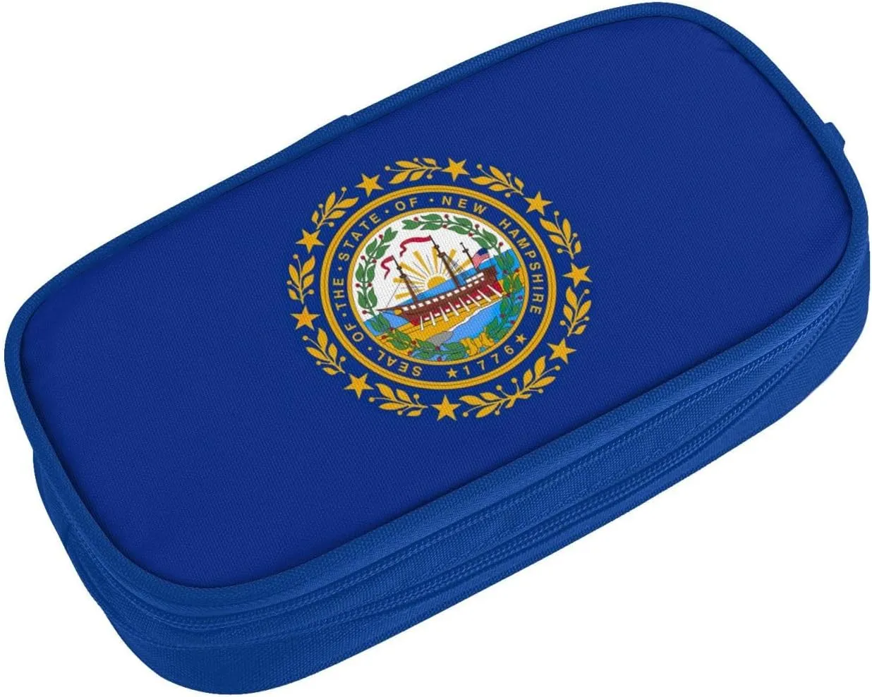 New Hampshire state flag print Double zip stationery bag for office.Pen Case,Travel bag makeup bag daily storage