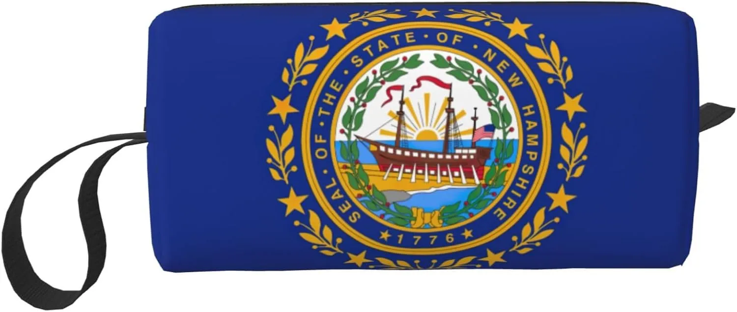 New Hampshire state flag print Travel Cosmetic Bag Gifts for Women Portable Make Up Bags for Women Mother Sister
