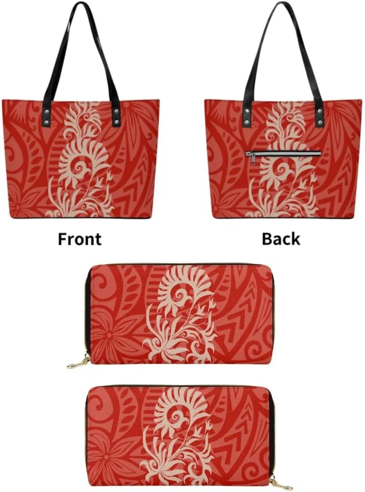 New Women'S Handbags And Purses Polynesian Custom Patterned Pu Shoulder Bag Durable Storage Bag