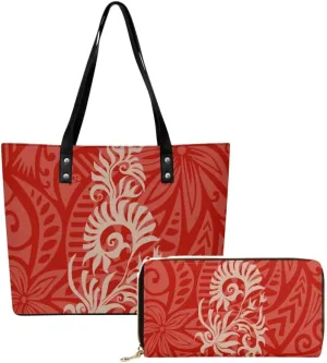 New Women'S Handbags And Purses Polynesian Custom Patterned Pu Shoulder Bag Durable Storage Bag