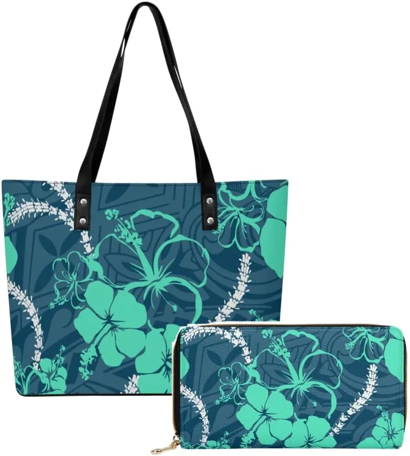 New Women'S Handbags And Purses Polynesian Custom Patterned Pu Shoulder Bag Durable Storage Bag