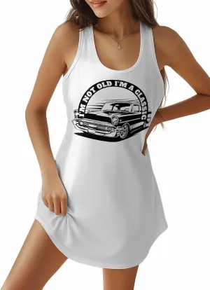 Nightgowns for Women Vintage Old Car Pattern Sleeveless Sleepwear Racerback Women's Nightgowns & Sleepshirts S-4XL