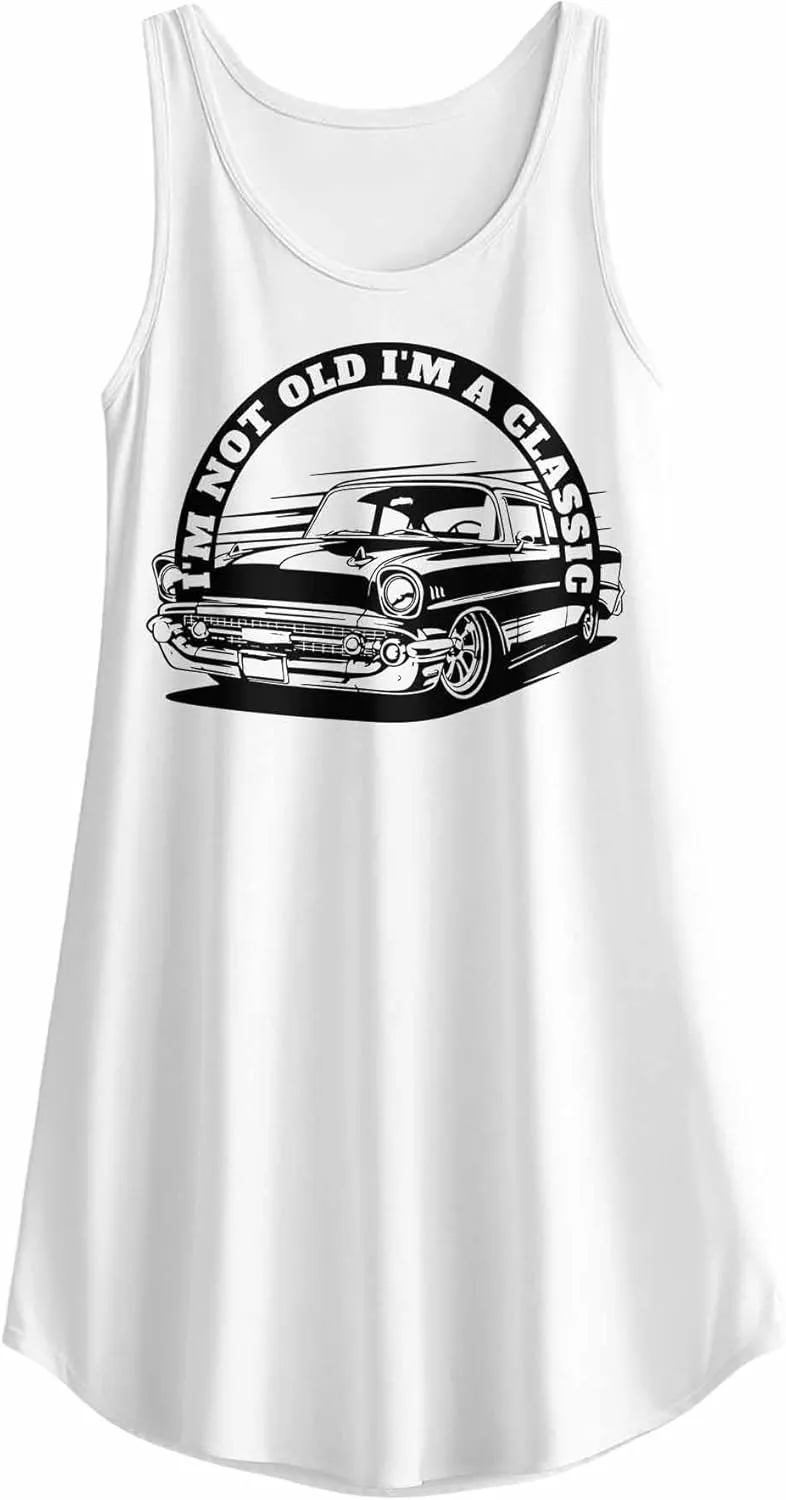 Nightgowns for Women Vintage Old Car Pattern Sleeveless Sleepwear Racerback Women's Nightgowns & Sleepshirts S-4XL
