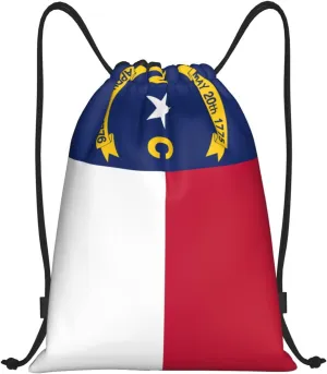 North Carolina state flag print Drawstring Backpack Bags Sack Cinch Tote Sport Storage Polyester Bag for Gym Traveling