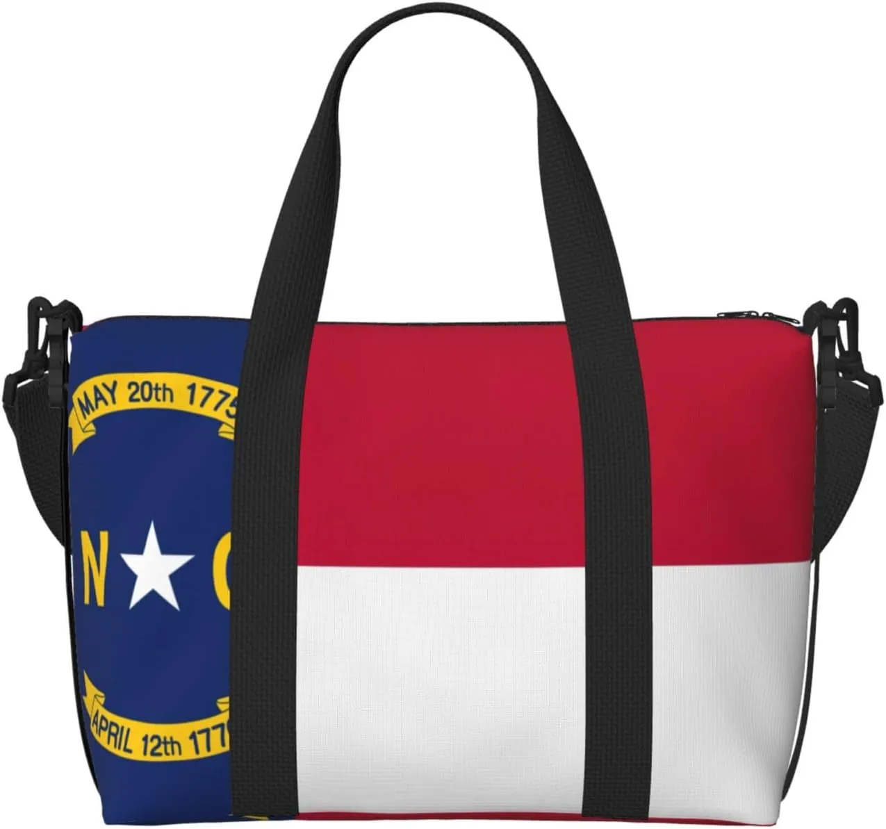 North Carolina state flag print Travel Duffel Bag,workout duffel bag, overnight shoulder Bag,Weekender Bag for Women Men