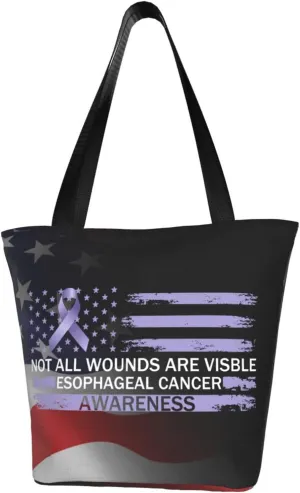 Not All Wounds Are Visible Esophageal Cancer Awareness Fashion Shoulder Bag Large Capacity For Man Or Woman