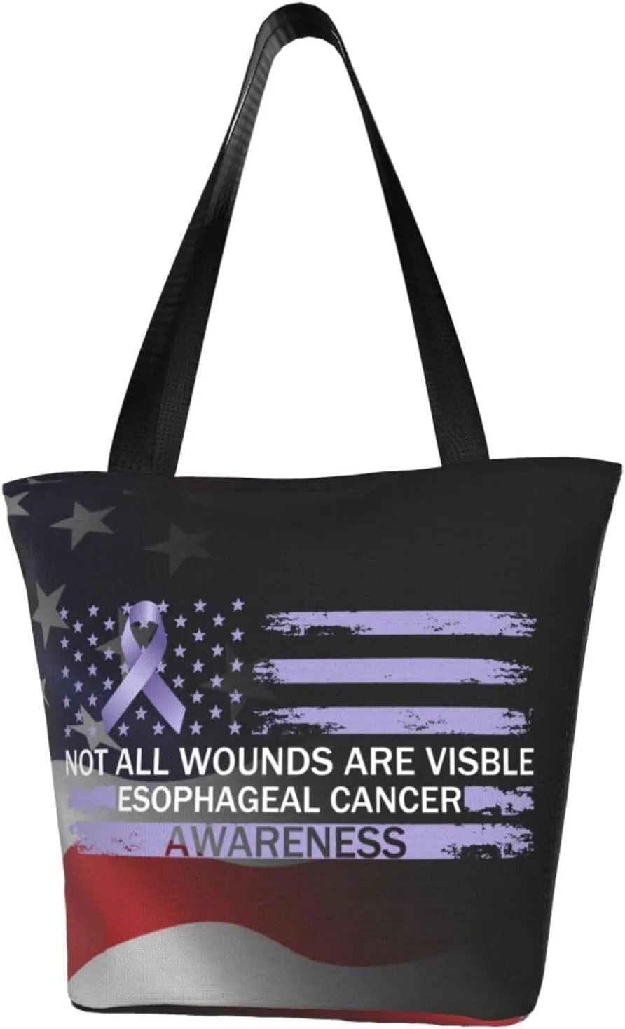 Not All Wounds Are Visible Esophageal Cancer Awareness Fashion Shoulder Bag Large Capacity For Man Or Woman