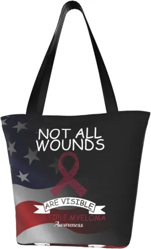 Not All Wounds Are Visible Multiple Myeloma Awareness Fashion Shoulder Bag Large Capacity For Man Or Woman