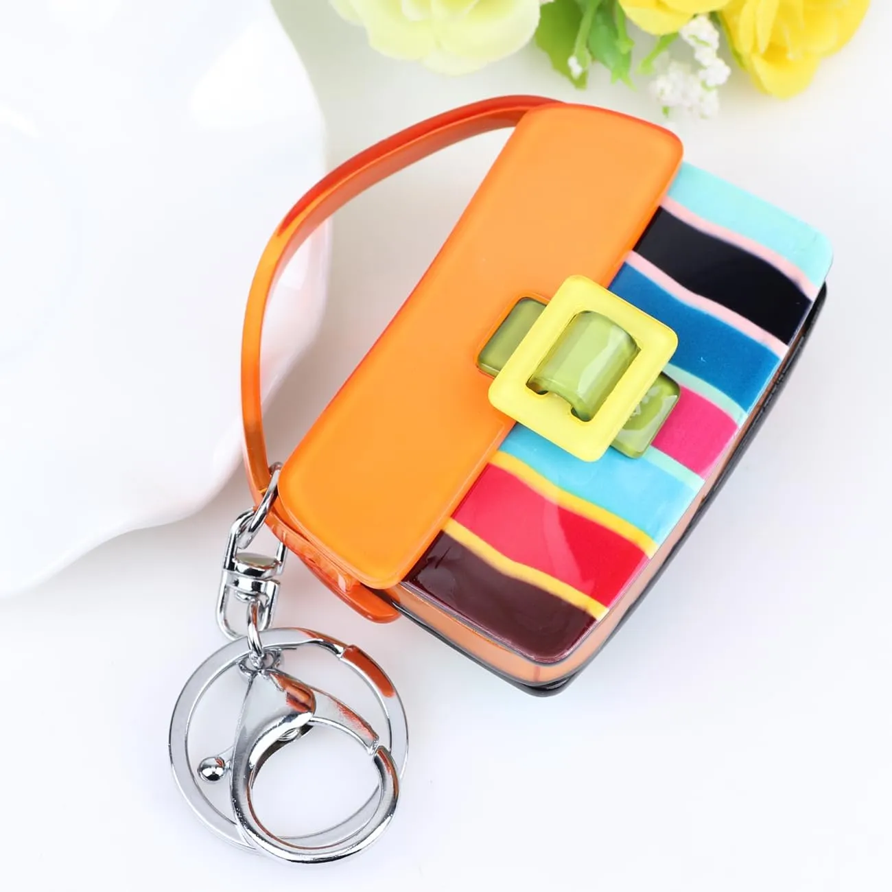 Novelty Mini Tote Bag Key Chain Acrylic Keychain Accessories Car Keys Backpack Purse Charms Gifts for Women Girls Lady