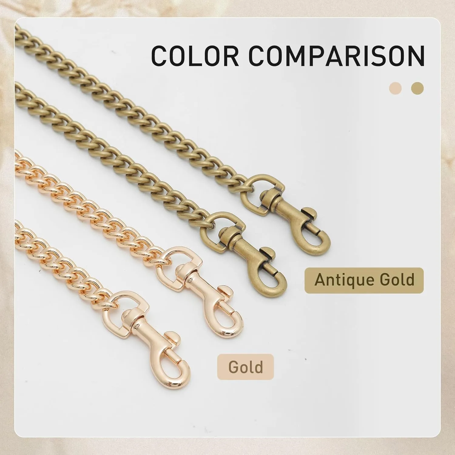 OAikor Metal Flat Chunky Chain Strap Replacement for Purse Shoulder Bag Handbag Straps Accessories 47" 120 CM (Antique Gold)