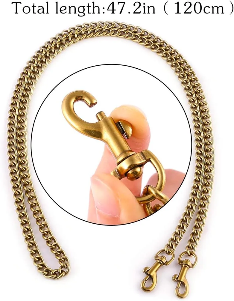 OAikor Metal Flat Chunky Chain Strap Replacement for Purse Shoulder Bag Handbag Straps Accessories 47" 120 CM (Antique Gold)