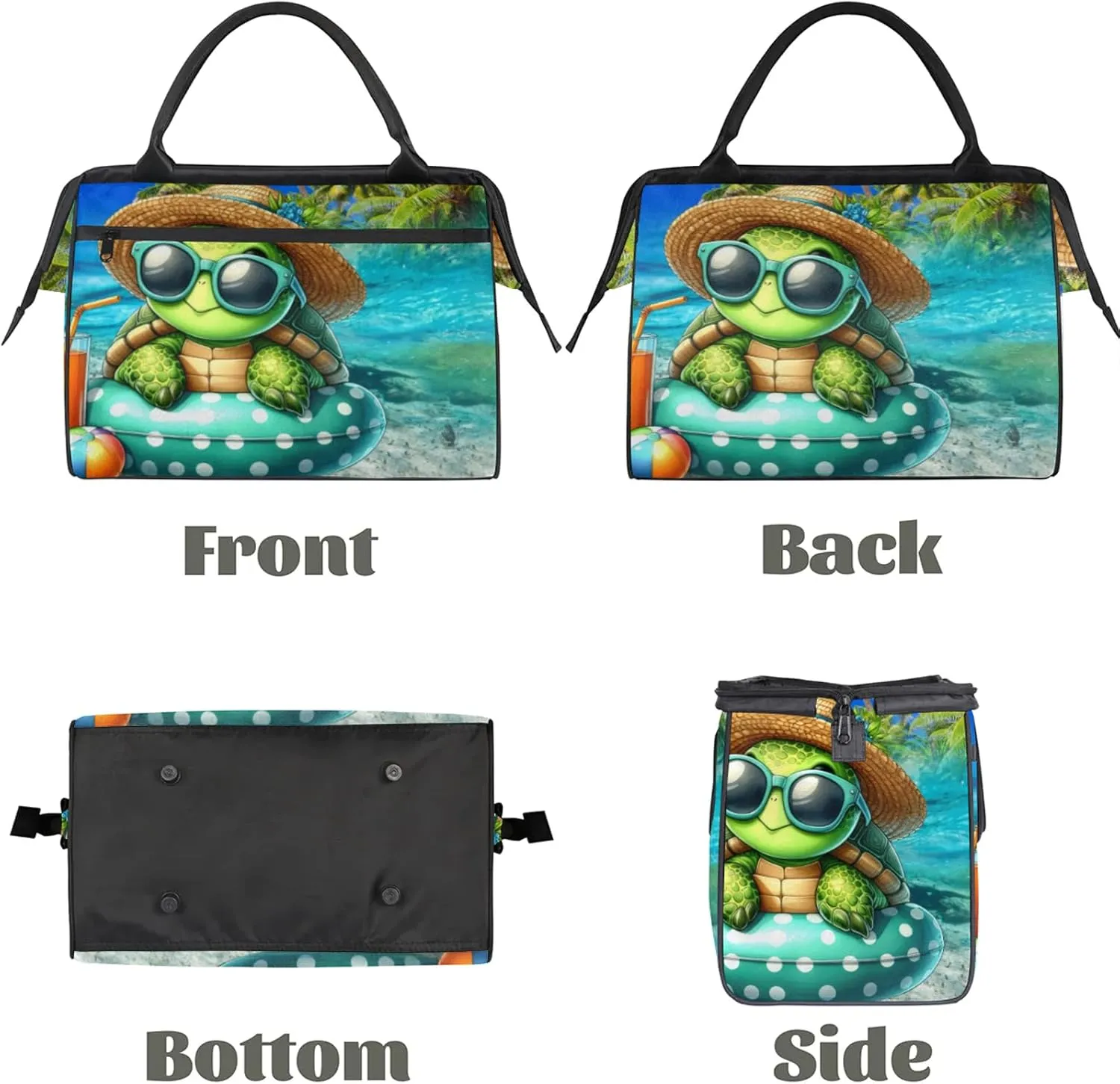 Ocean Palm Tree Turtle Travel Duffel Bag Gym Tote Bag for Women Men Waterproof Weekend Overnight Bag Carry On Tote Luggage with Pocket Personal Item Bags Sports Bag fit Travel Sports Gym Yoga