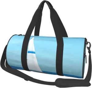 Ocean Sailboat Print Round Large Capacity Travel Luggage Bags,Men's and Women's Hand-Held Travel Clothing Bags
