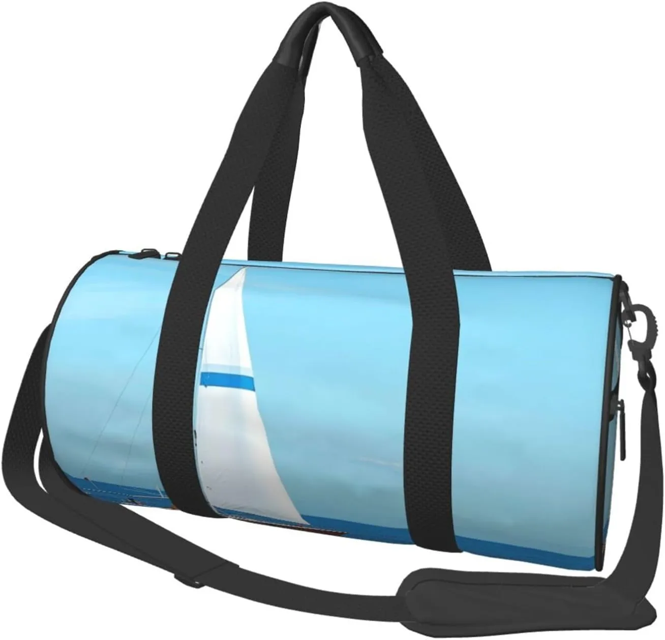 Ocean Sailboat Print Round Large Capacity Travel Luggage Bags,Men's and Women's Hand-Held Travel Clothing Bags