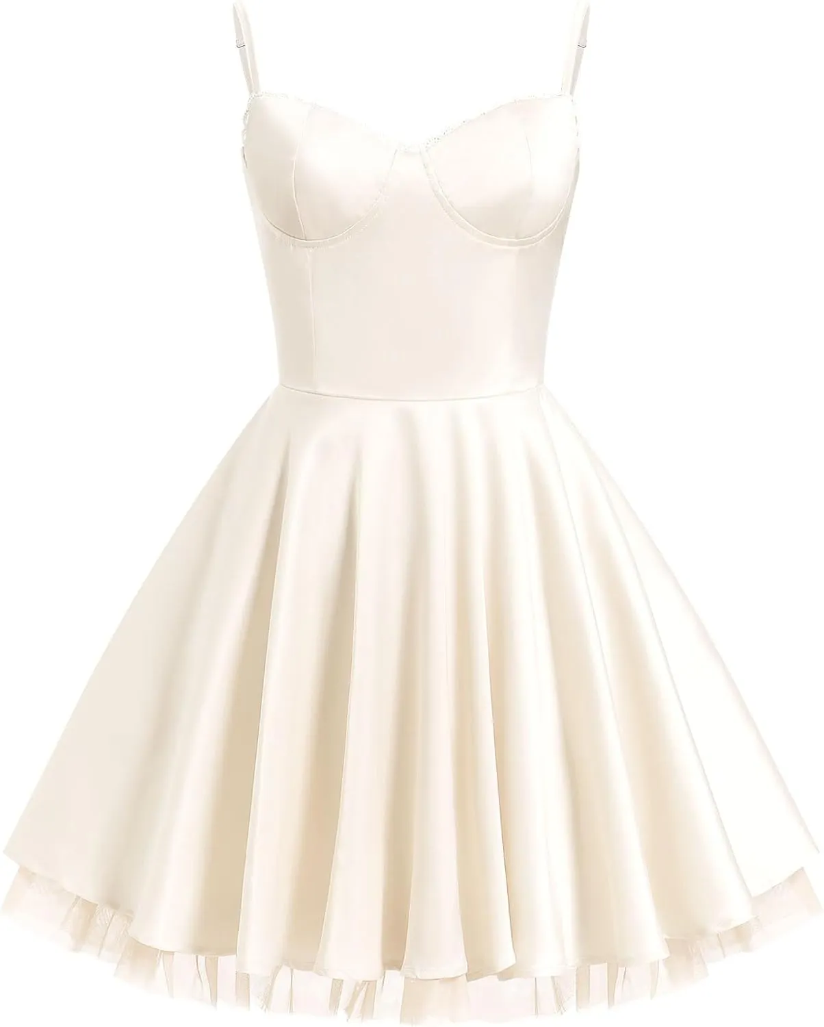 ODIZLI Women's Satin Short Corset Mini Short Dress Sleeveless Sweetheart Neckline Ruffle Party Dress Summer with Pockets