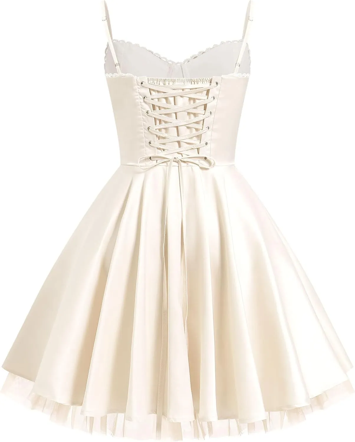 ODIZLI Women's Satin Short Corset Mini Short Dress Sleeveless Sweetheart Neckline Ruffle Party Dress Summer with Pockets