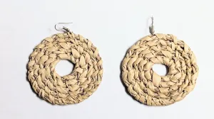 Okaikor Tan African Raffia Palm hook Earrings-DPJTARE6