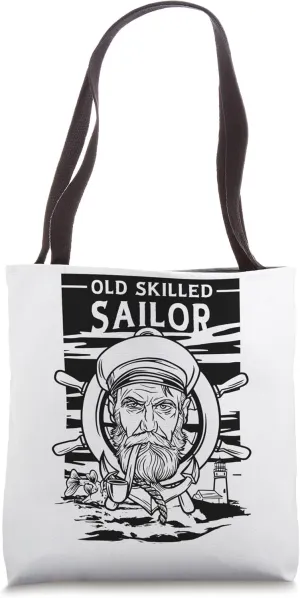 Old Skilled Sailor - Captain Illustration - Anchor Wheel Tote Bag