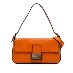 Orange Fendi Leather Baguette Satchel