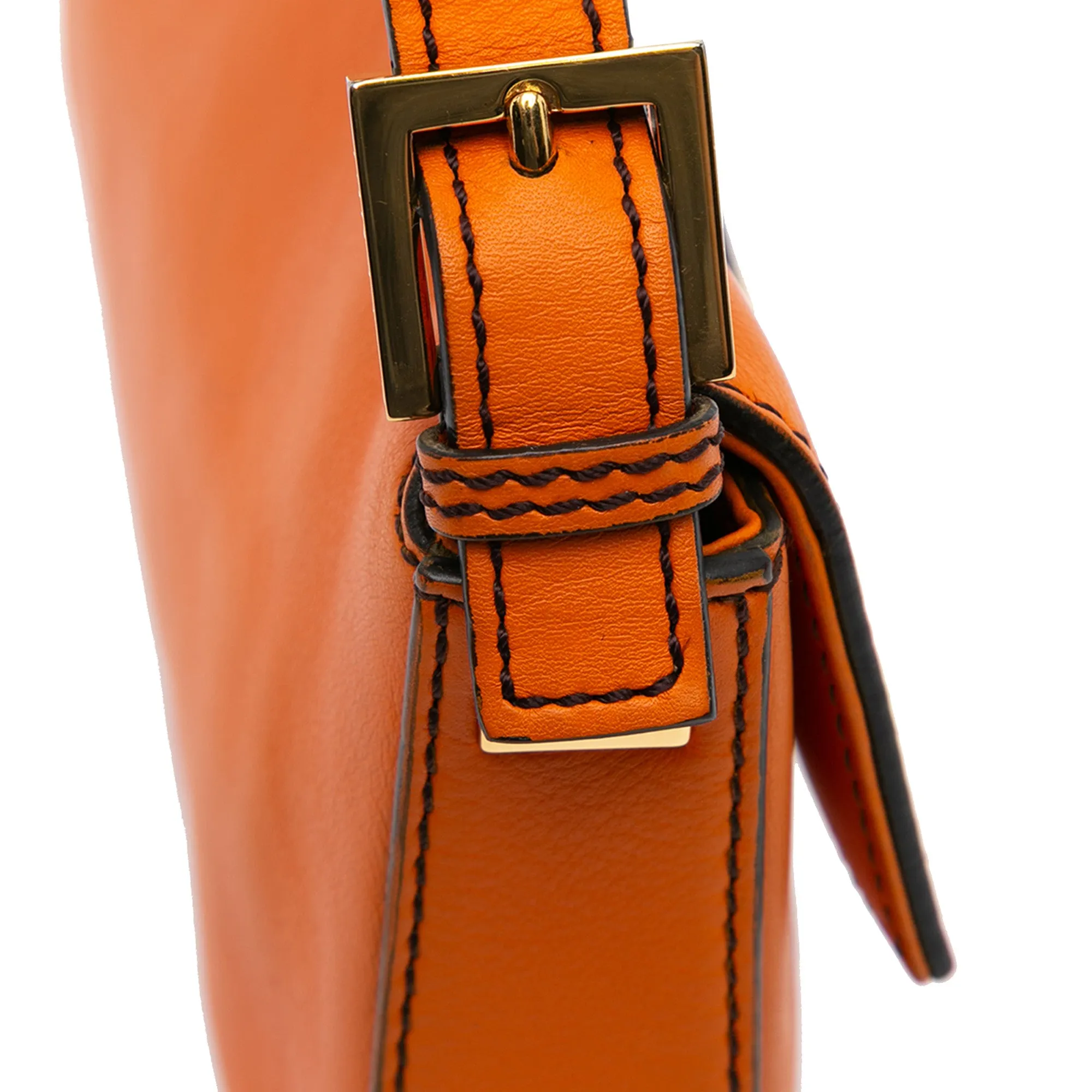 Orange Fendi Leather Baguette Satchel