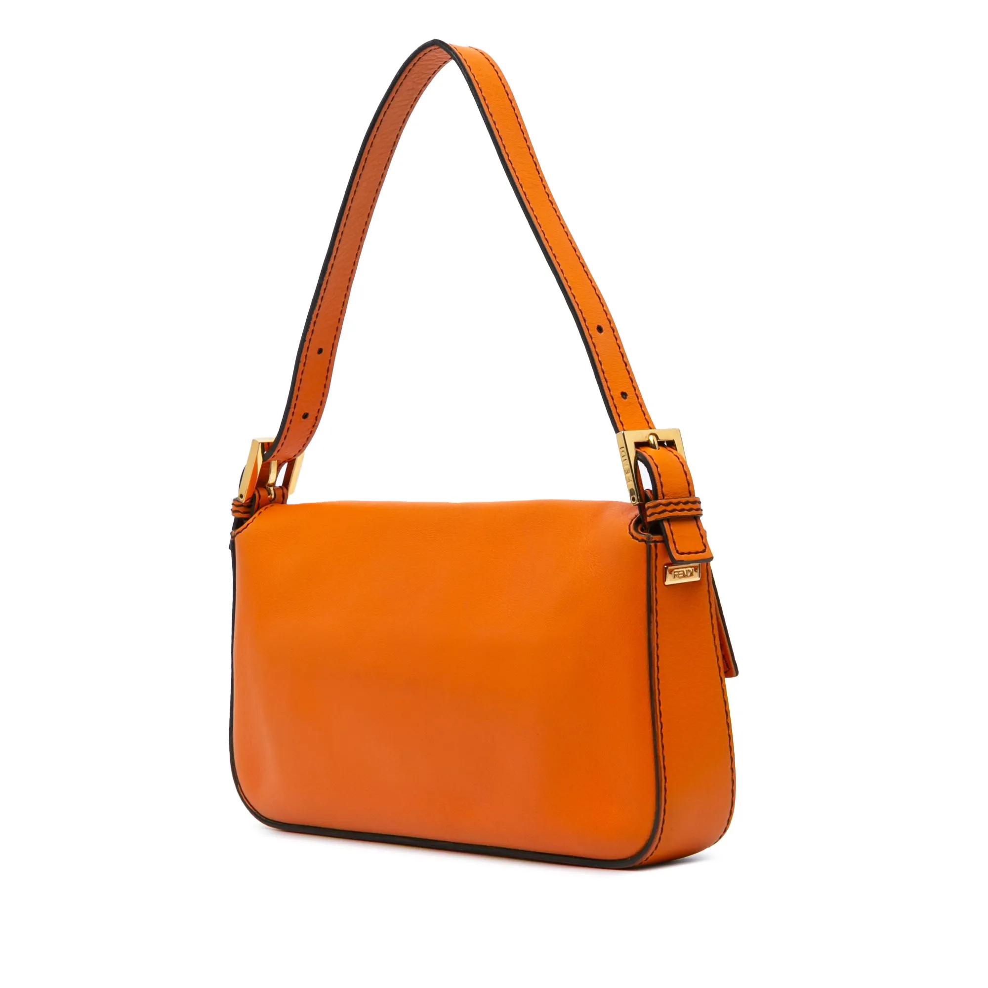 Orange Fendi Leather Baguette Satchel