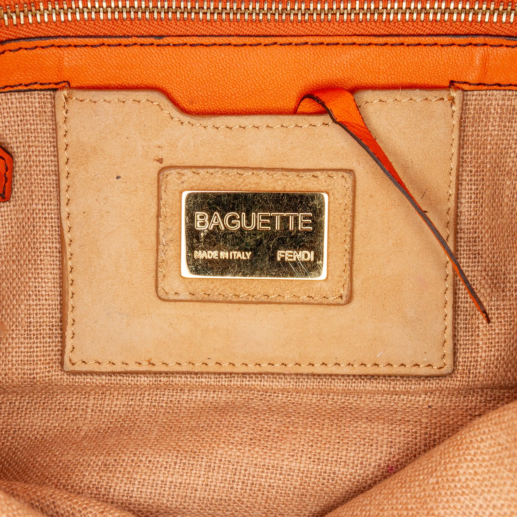 Orange Fendi Leather Baguette Satchel
