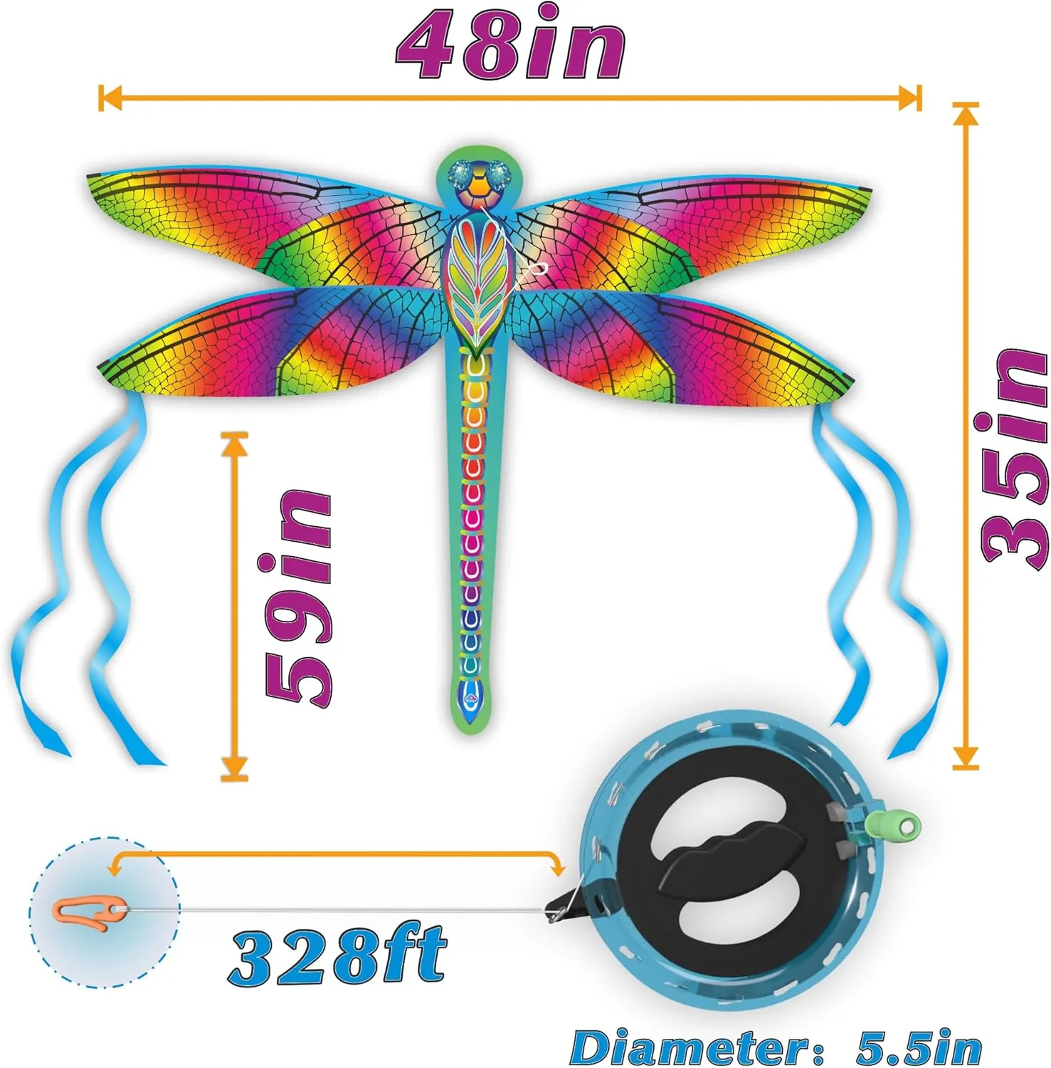 ORGCLDKT-Quadwing Bionic Flying Insect Kite-Butterfly Kite/Dragonfly Kite, Super Easy to Fly with, Ideal for Kids, Adults, Girls, Boys. Kites for The Beach, Grassland, Hiking