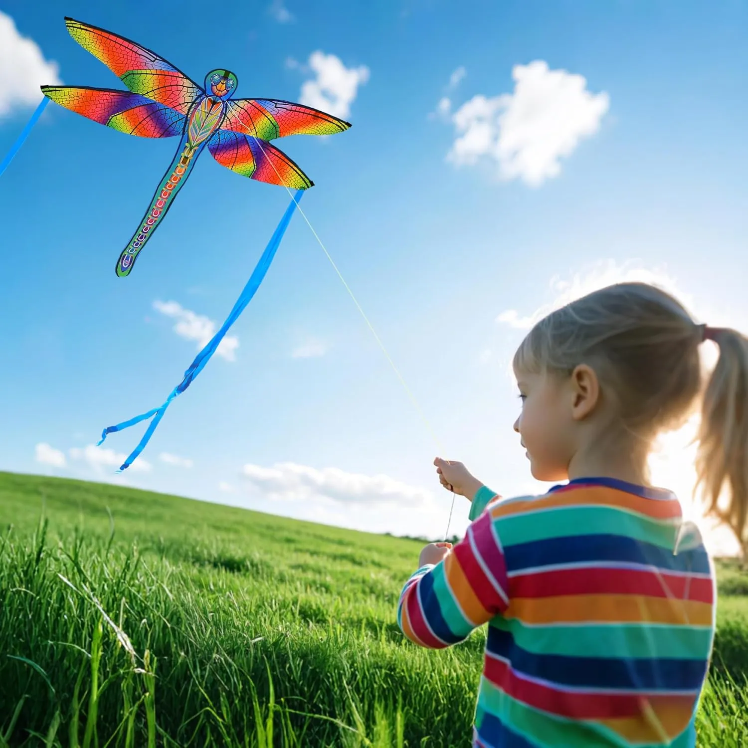 ORGCLDKT-Quadwing Bionic Flying Insect Kite-Butterfly Kite/Dragonfly Kite, Super Easy to Fly with, Ideal for Kids, Adults, Girls, Boys. Kites for The Beach, Grassland, Hiking