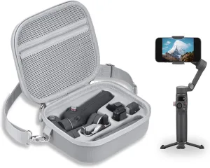 Osmo Mobile 7P Case, PU Portable Shoulder Bag for DJI OM 7 Pro/7 – Protective Travel Storage Case Smartphone Gimbal Stabilizer Accessories, Gray