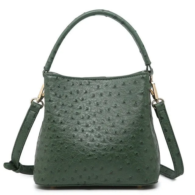 Ostrich Leather Bucket Bag