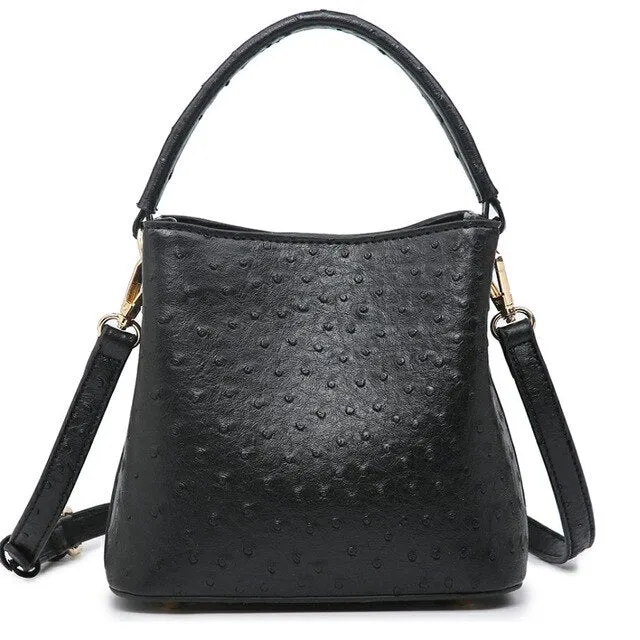Ostrich Leather Bucket Bag
