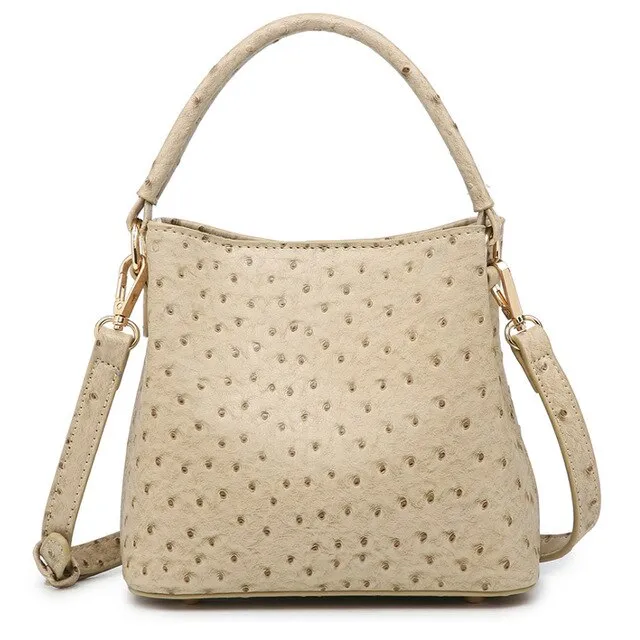 Ostrich Leather Bucket Bag