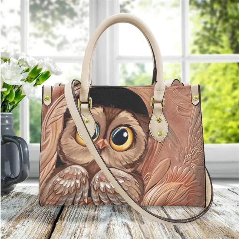 Owl Handbags Pattern Leather