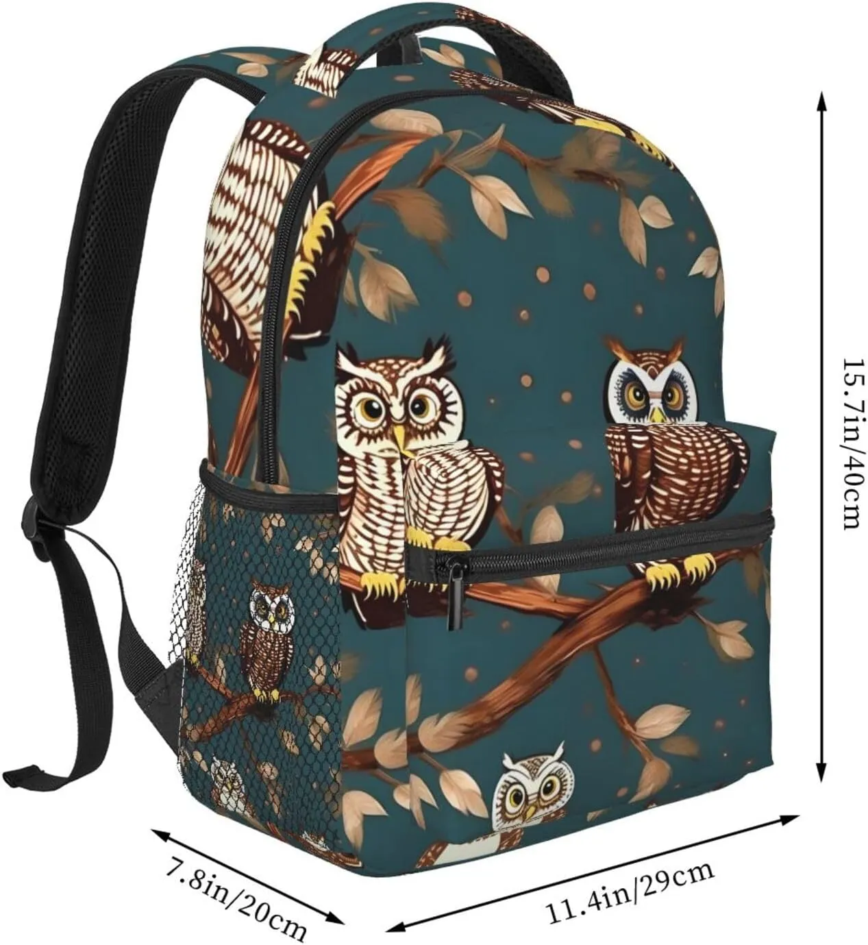 Owls On Tree Branches Print Laptop Backpack Stylish Bookbag College Daypack Travel Business Work Bag For Men Women