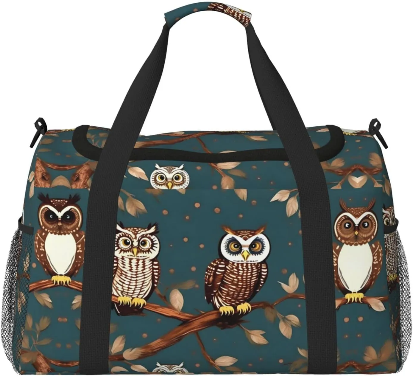 Owls on Tree Branches print Large Canvas Travel Duffel Bag Weekender Bags for Women Overnight Bag Carry On Tote Bag