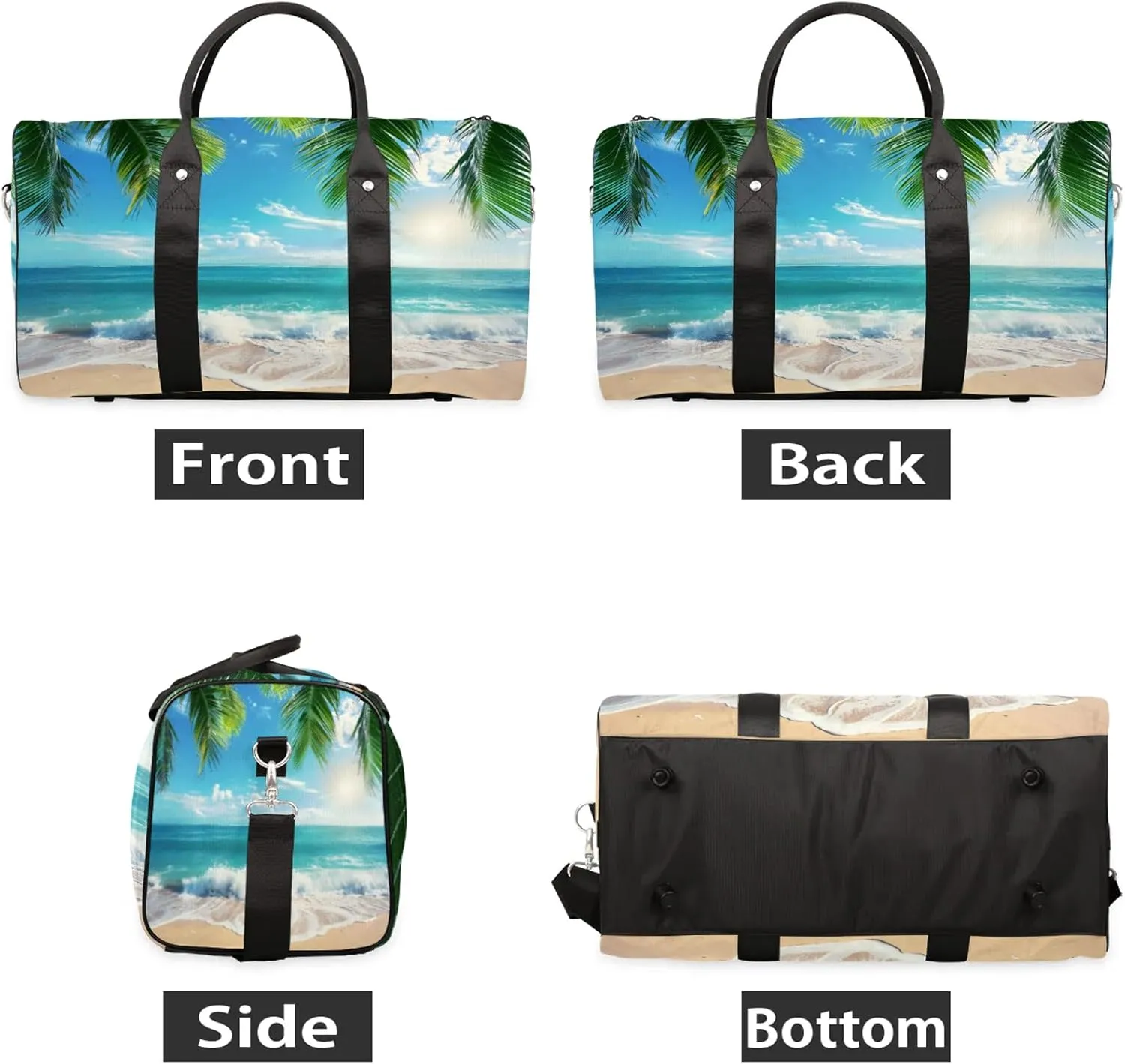 Palm Tree Coastal Beach Travel Bag for Men Women, Gym Duffle Bags for Travel, Carry On Luggage Bag, Weekender Overnight Workout Bags
