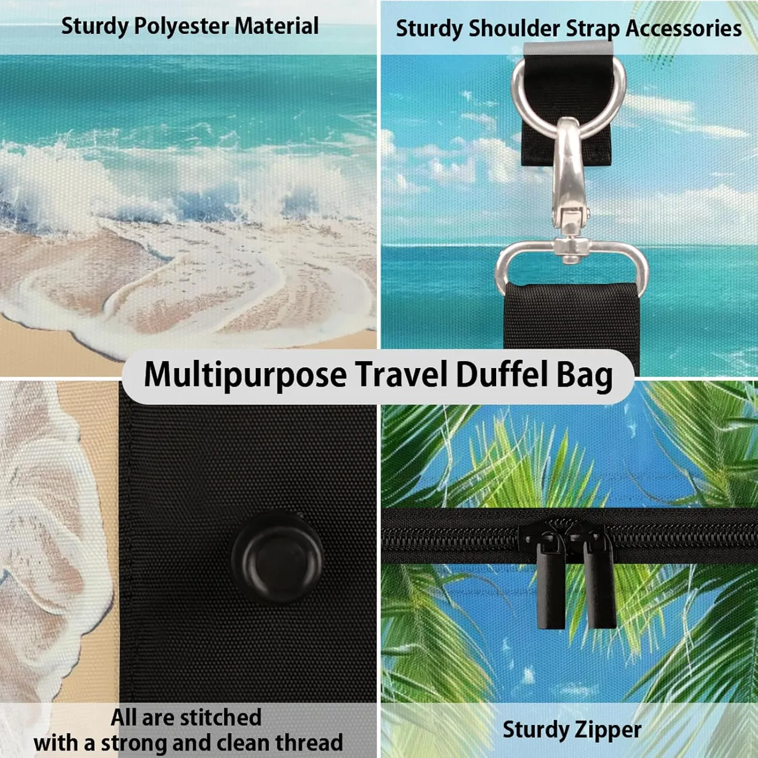 Palm Tree Coastal Beach Travel Bag for Men Women, Gym Duffle Bags for Travel, Carry On Luggage Bag, Weekender Overnight Workout Bags